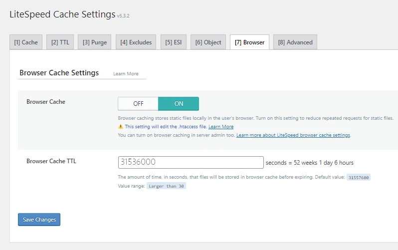 Litespeed cache browser cache